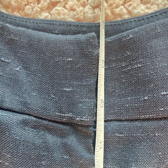 Rebecca Taylor Navy wide leg side button linen blend trouser 12 - Picture 6 of 12